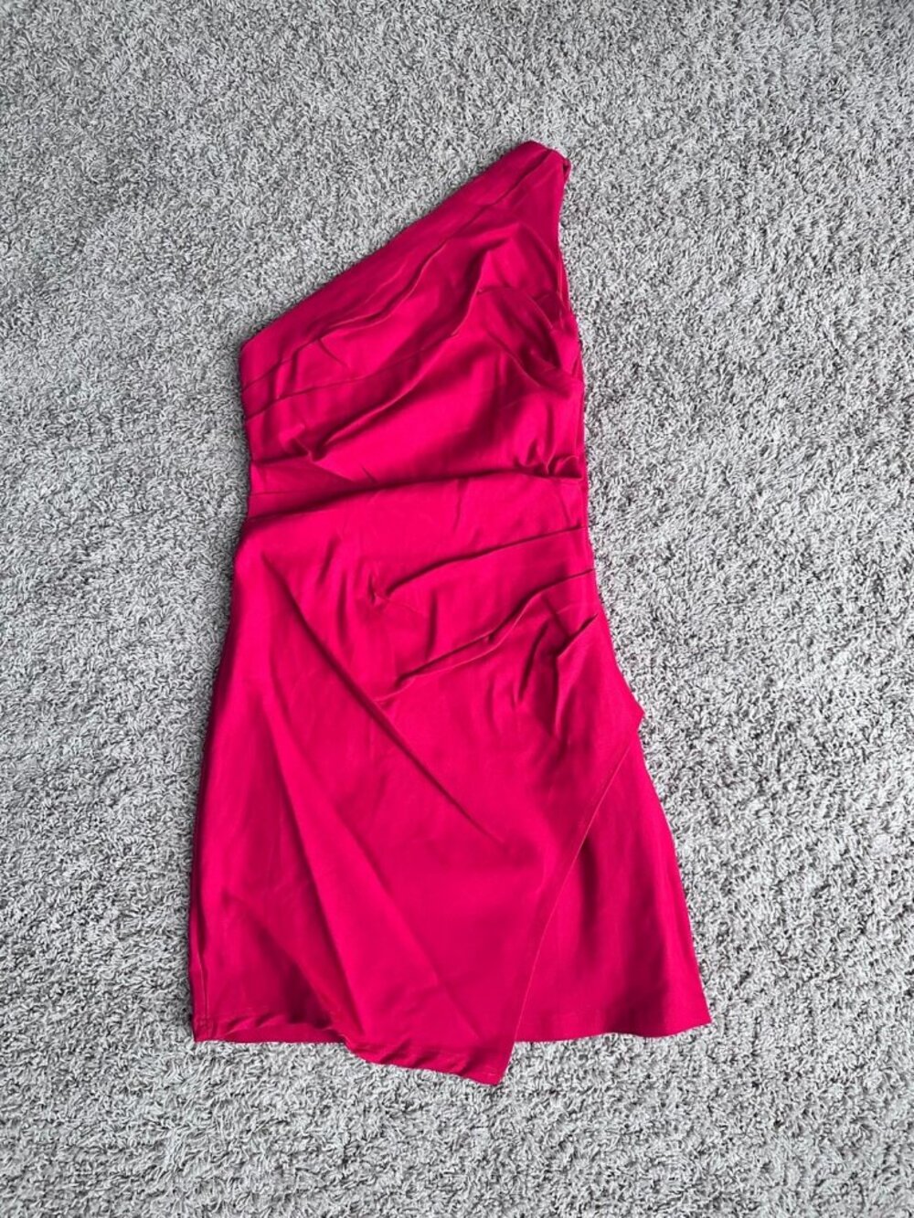 One Shoulder Red Dress with Side Zip